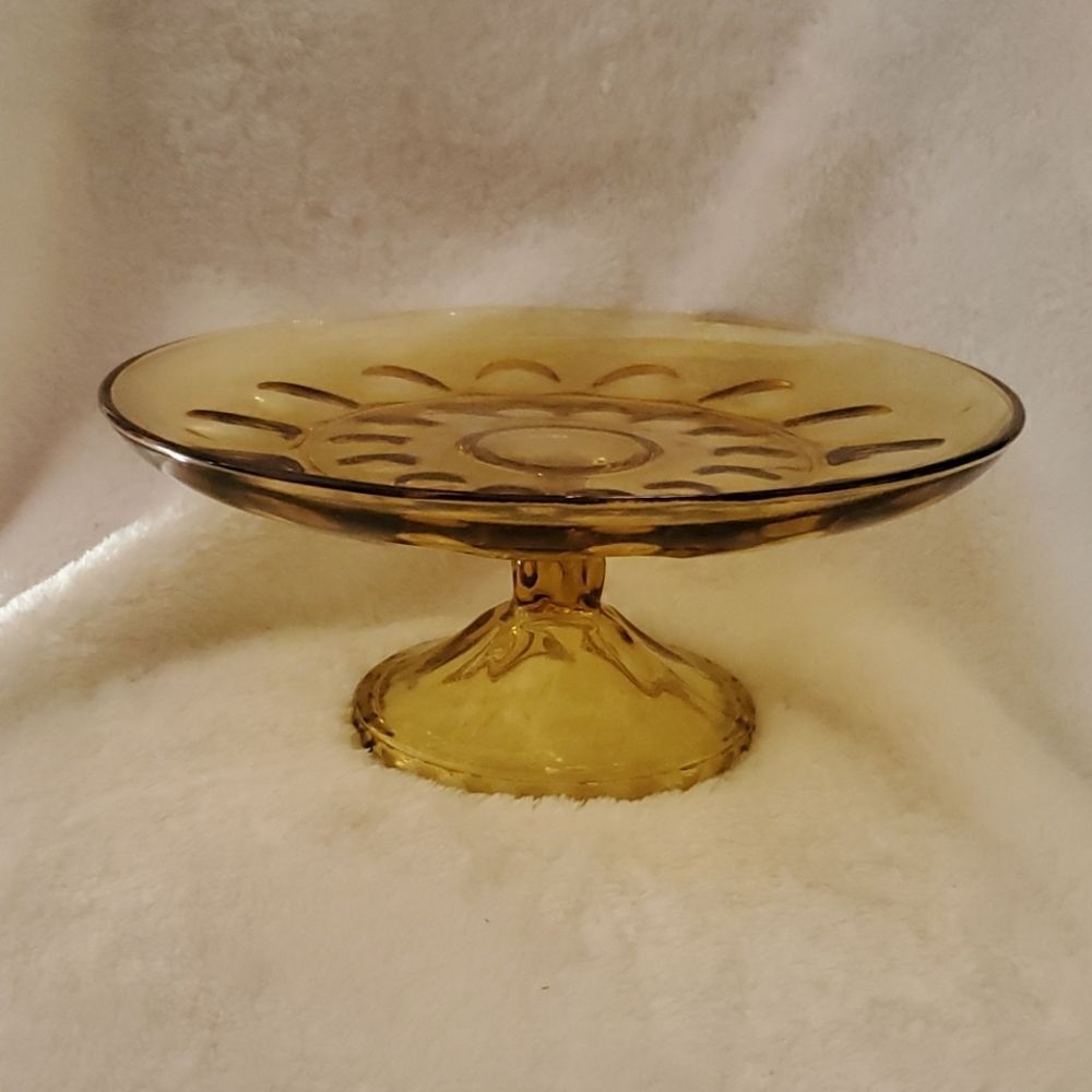 Amber Glass Cake Pastry Stand Vintage